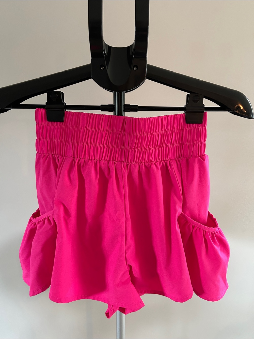High-Waist Hot Pink Ruffle Pocket Shorts